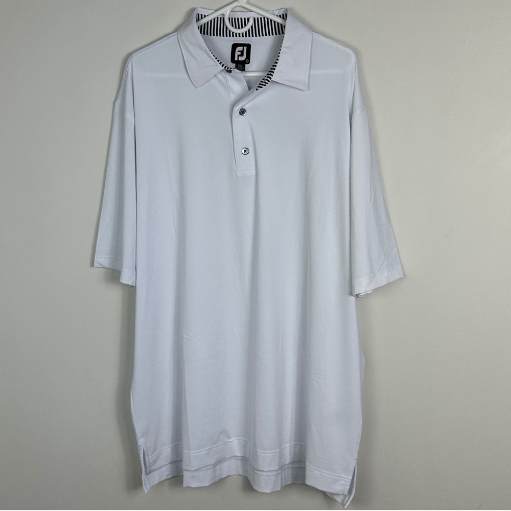 FootJoy White Polo Shirt‎ Mens Sz 3XL Golf Tennis Minimalist Collared Pickleball